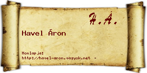 Havel Áron névjegykártya
